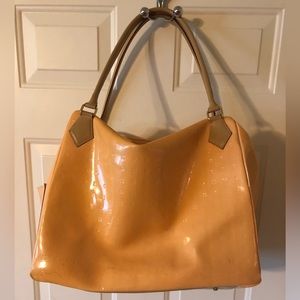 Arcadia Large Patent Leather Yellow Duffle Bag